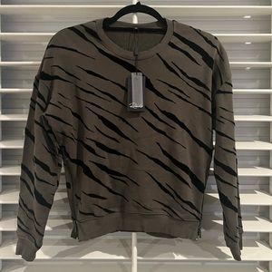 Rails sweatshirt- olive green with zebra stripes